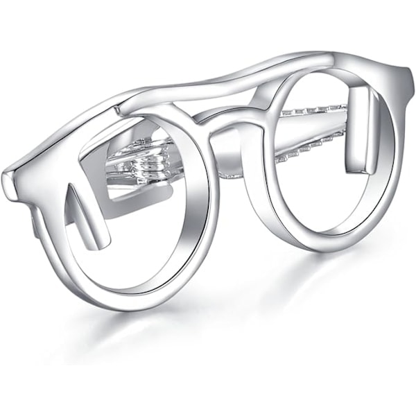 Halsbandslås för män i rostfritt stål, glasögonform, standardstorlek, 4,8 cm, silver