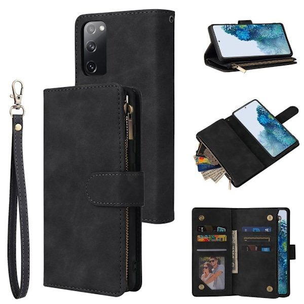 Samsung Galaxy S20 FE - Multifunktionelt Pung Etui - Sort Sort Sort Sort Sort