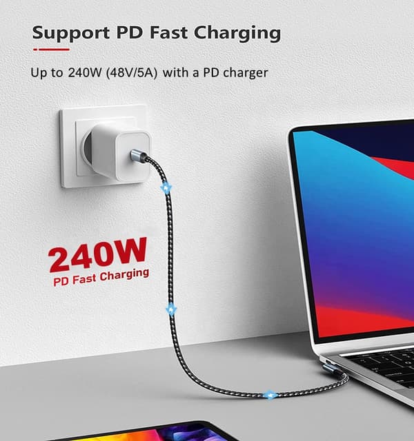Fabrikk USB-IF Sertifisert Rett Vinkel 90 Grader 240W 100W USB4 Gen3 40Gbps Type-C til Type Thunderbolt 4 Datakabel【COPL】