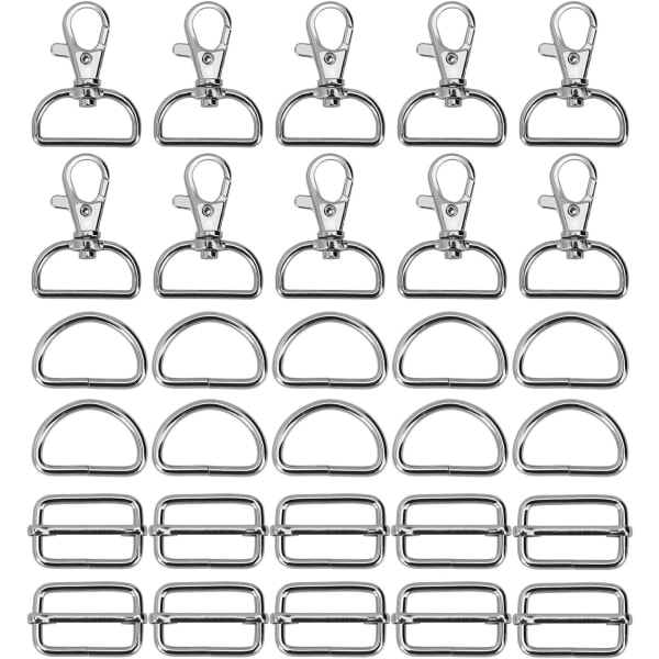 Metallinen avaimenperä Bulk Swivel Snap Hooks D-renkaat ja soljet DIY-askarteluun Reppu Käsilaukku Nahkavyö 10 settiä