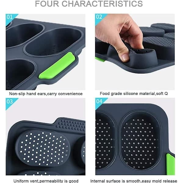 Mini baguette bageplade, non-stick perforeret pande til sprøde brød
