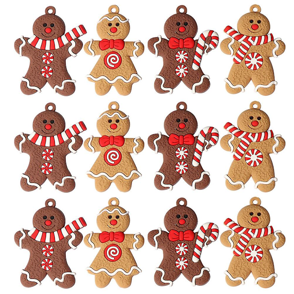 24 st julgransprydnader Söta Hängande PVC Pepparkaksmän