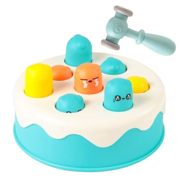Cake Pounding Toy for Children 1-3 Years Old, Cognitive Development, Includes Randomly Colored Hammer Blue