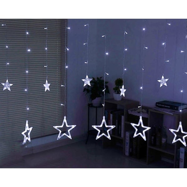 12 stjerner 138 LED gardin lysslynge, vindusgardin lysslynge med 8 blinkende moduser Ramadan dekorasjon til jul