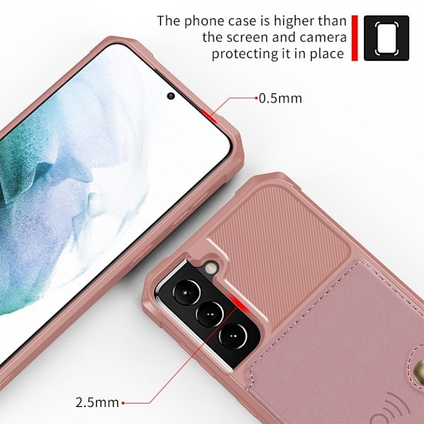 Samsung Galaxy S22 Plus Kuori Magneettisella Lompakolla Ruusukulta