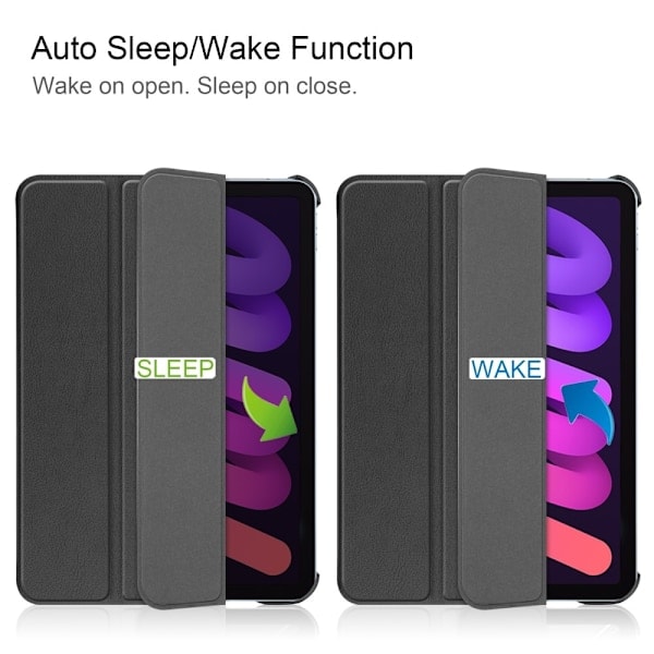 iPad Mini 2024/2021 Kotelo Smart Tri-Fold Musta