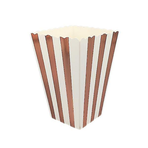 12st Vertical Stripe Popcorn Boxes Hållare Popcorn Snack Container Party Supplies Rose Gold