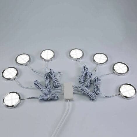 LED Skåpsbelysning Under Skåp Vitrin Infälld Spotlight 16W för Skåpmöbler Kök Kallvit 6000K (8-pack) As shown
