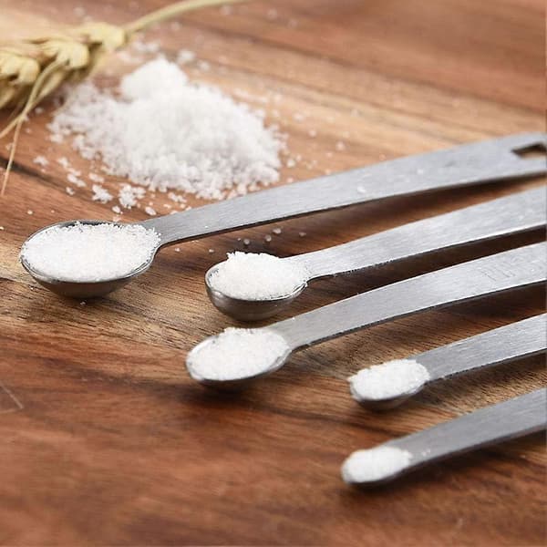 5 stk. Mini Måleskeer i Rustfrit Stål til Bagning og Madlavning