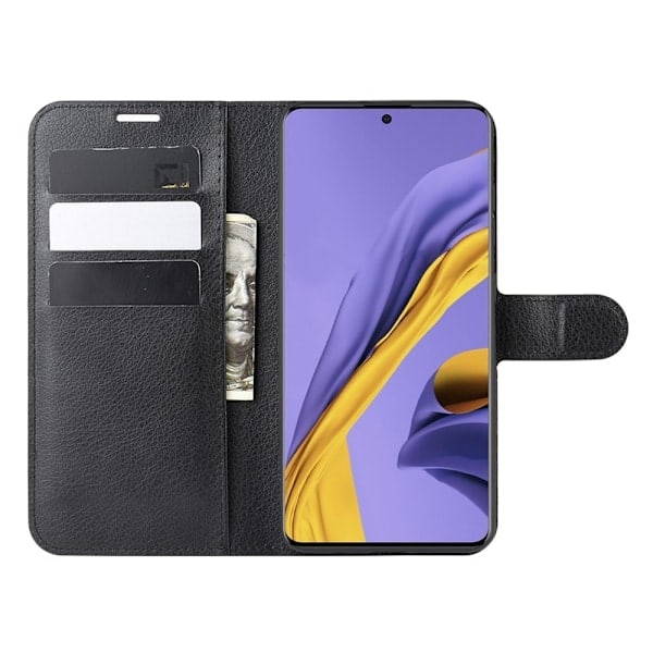 Samsung Galaxy A51 - Litchi Pung Etui - Sort Black Sort