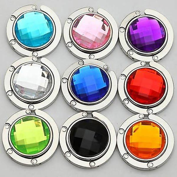 2 st Fällbar Handväska Hängare Rund Kristall Rhinestone Fällbart Bord Väska Hängare Hållare Grön