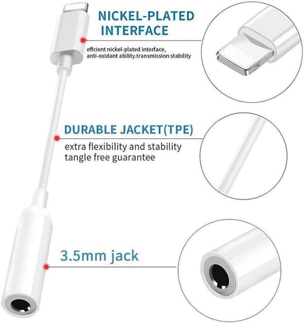 2-pakning iPhone 3,5 mm hodetelefonadapter (Lightning til 3,5 mm) lydkonverter for iPhone 8-14