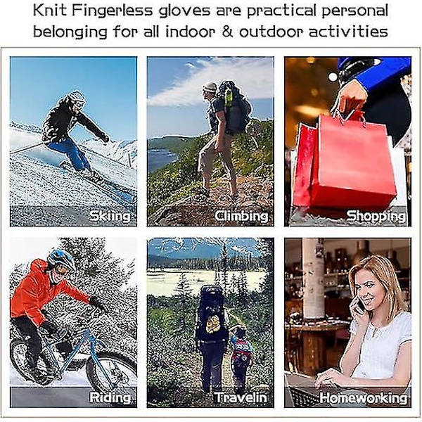 Varmfodrade Fingerlösa Ullvantar för Textning för Kvinnor och Män Vinter Varma Stickade Omvandlingsbara Vantar Klaff Cc