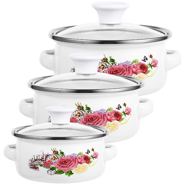3 set emaljerade soppkastruller stapelbara soppkastruller emaljerade soppkastruller restaurang gryta