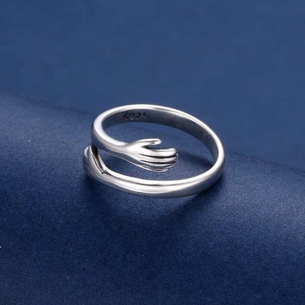 Krama ring, 925 Sterling Sølv Justerbar Krammering Åben Ring