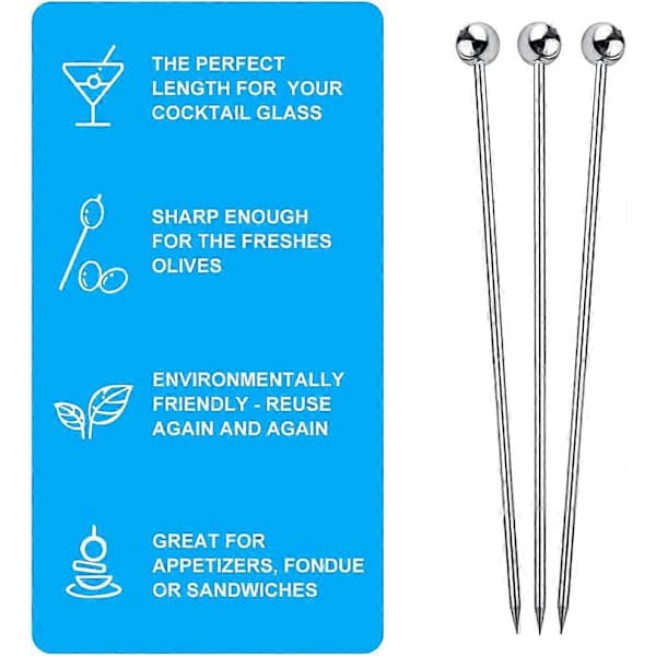 Drinkpinnar för Cocktail, Rostfritt Stål, 15-pack[PL]