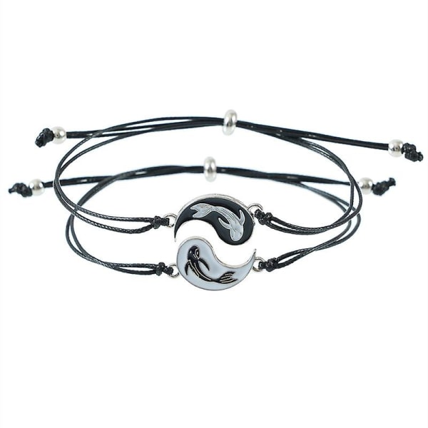 Yin Yang Tai Chi-pärlor Infinity Flätat snöre Armband Handgjorda Vattentät Justerbar Cord Strand Armband För Män Kvinnor Pojke Flick Vän Par