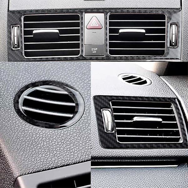 5 stk. Karbonfiber Interiørkonsoll Dashbord Ventilbeskyttelse for C- W204 2007-2013