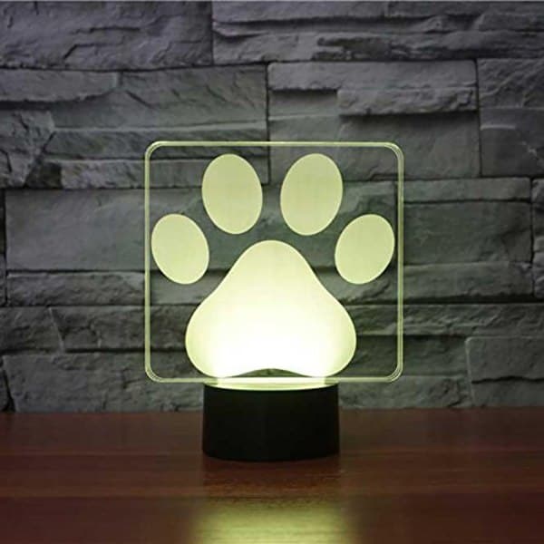 3D Hundepote Model Natlampe Touch 7 Farveskiftende LED Sølv L