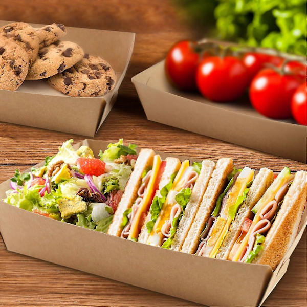 tum | 18x13 cm Kraftpaper Ruoka-astiat 50 Ruskea Pahvi Tarjoiluvadit Sipseille Hampurilaisille BBQ Vedenpitävä Öljytiivis Syntymäpäiväjuhlat Retkeily