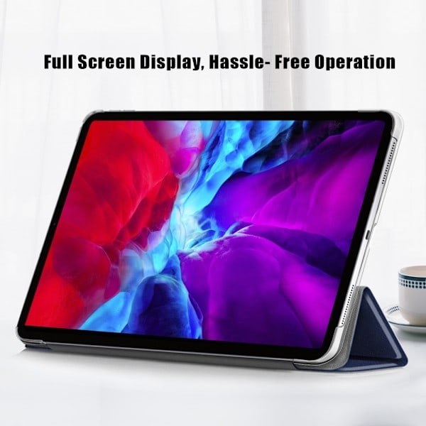 iPad Pro 12.9 (2018/2020/2021) - Tri-Fold Læder Etui - Mørkeblå Mørkeblå