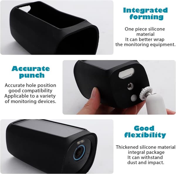 Säkerhetskameraskydd, uppsättning med 2 väderbeständiga silikonfodral för EufyCam 3 och Eufy Security S330, svart