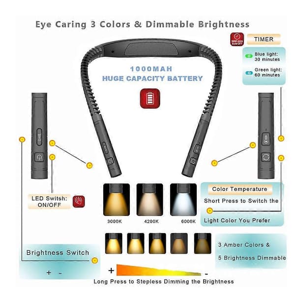 LED leselys for nakken (svart)