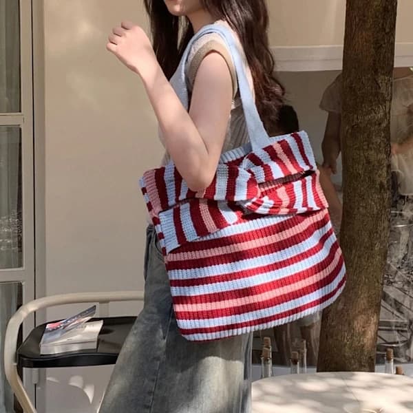 Strikkede Håndtasker Crossbody Taske GRÅ Grå