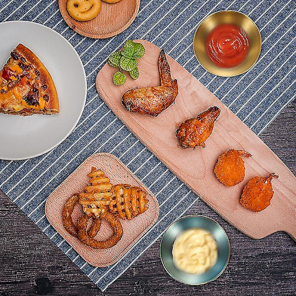 5 stk. saucer i rustfrit stål, runde krydderiskåle, dyppeskåle, underskåle, mini-skåle