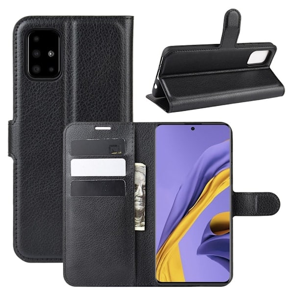 Samsung Galaxy A51 - Litchi Pung Etui - Sort Black Sort