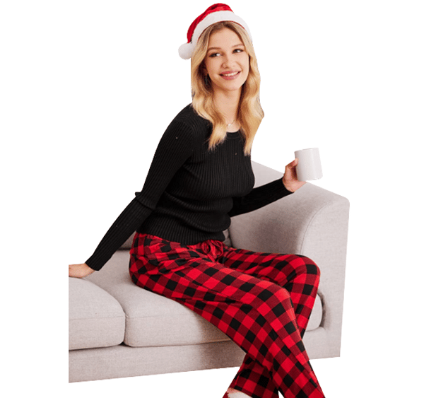 Lang pyjamasbukse for dame, fritidsbukse, nattøy, rosa pink L