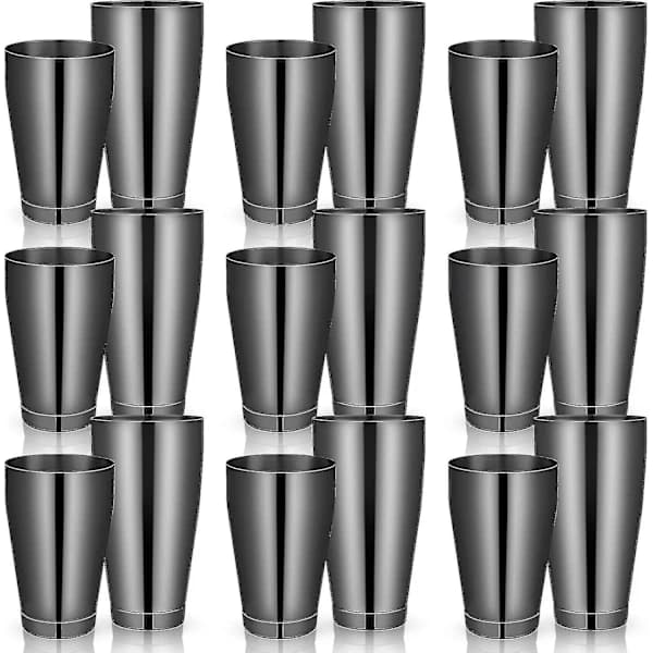 {PL}16 stk. Cocktail Shakers Professionel Bar Shaker Boston Shaker Sæt Rustfrit Stål Martini Shaker Sort