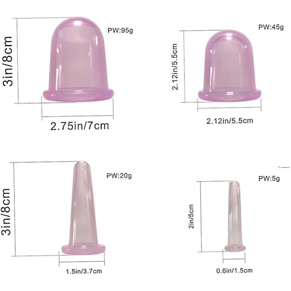 Koppar för Koppingterapi Set Ansiktskopping Set Anti Cellulite Massage Silikon Massagekopp Familjehälsoskötselhjälp - Grön4st