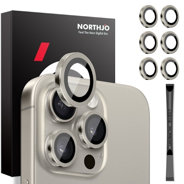NORTHJO iPhone 14 Pro/Pro Max/15 Pro/Pro Max Linssisuoja 2 KPL Champagne