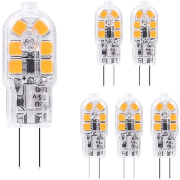 10 stk. G4 LED-pærer, varm hvid, 2W, 12V, G4 LED-lampe, 6000K, 360 °, 12V, AC/DC LED-pære, flimmerfri, ikke-dæmpbar, stiftkontakt