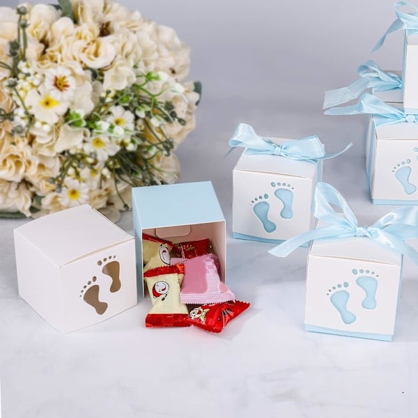 Papir Gaveesker Godteri Sjokolade Gaver Festfavoritter for Babyshower Bursdag Dåp Barn Nyfødt Fest Bryllup, 50 stk Godteposer