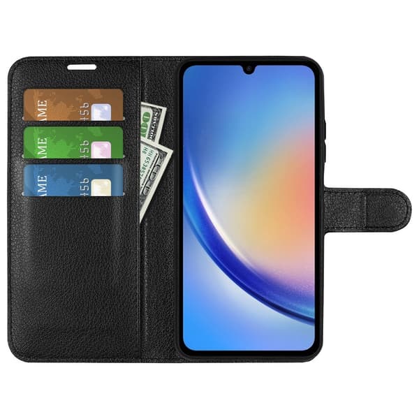 Samsung Galaxy A35 5G Etui Læder Litchi Sort