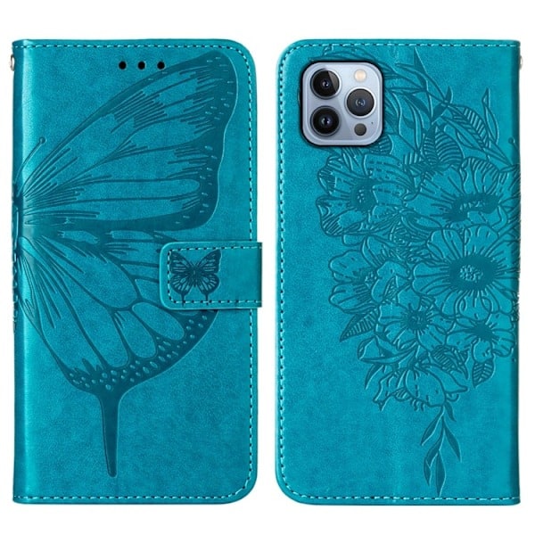 iPhone 15 Pro Max Skal Fjärilstryck Blå