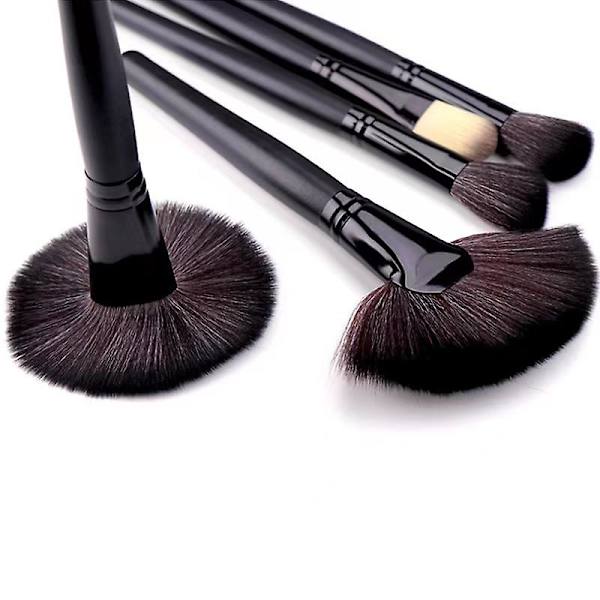 32 professionelle makeup-børster i læderetui sort