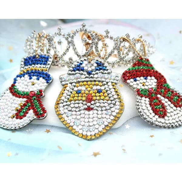 8 st DIY Diamantmålning Nyckelringar, Julkonstdekorationer