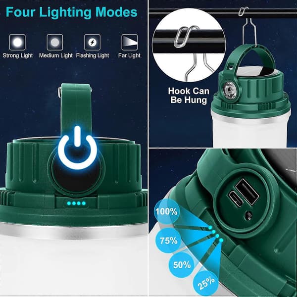 Mini solcellelampe - 5500mAh nødbelysning til strømafbrydelser