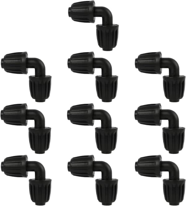 10 drypvanding albueadaptere 16mm – til landbrugsvandingssystem (L-forbindelse)