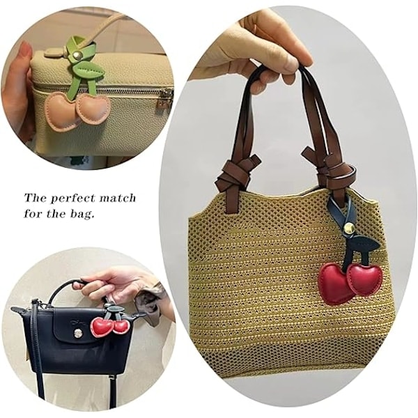 Kirsebær Læder Nøglering, Læder Nøglering, Rød Læder Accessorie, Dame Mode Accessorie, Bilnøglevedhæng, Fødselsdags- og Julegaver til Kvinder