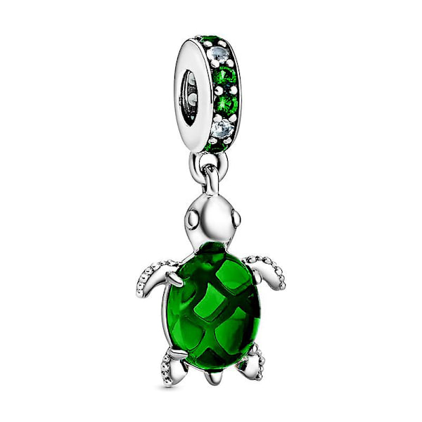925 Sterling Sølv 3D Krystal Skildpadde Charm Halskæde Vedhæng Fisk Havliv Fine Smykker Til Kvinder Gaver Til Hende Smykker DIY Tilbehør - 9 stk.