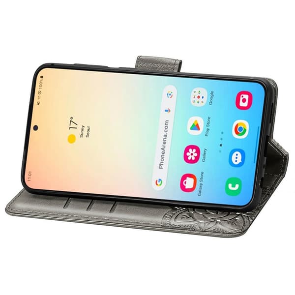 Samsung Galaxy S25 Plus Cover med sommerfugleprint grå