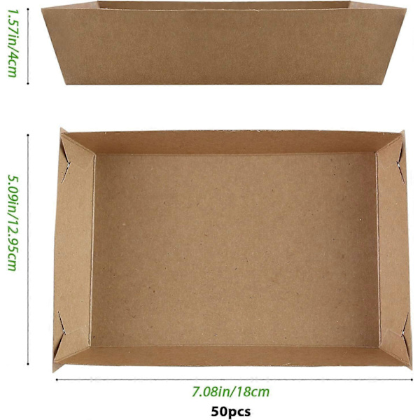 tum | 18x13 cm Kraftpaper Ruoka-astiat 50 Ruskea Pahvi Tarjoiluvadit Sipseille Hampurilaisille BBQ Vedenpitävä Öljytiivis Syntymäpäiväjuhlat Retkeily