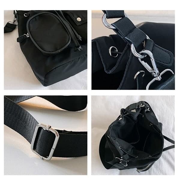 Lynlås Spandpose Nylon Skuldertaske GRÅ grå
