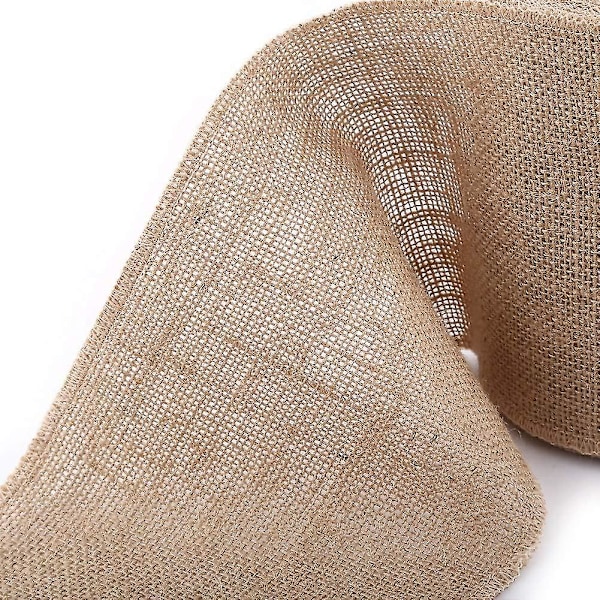10 Yards Hessian Rulle, 15 cm Hessian Stof Bånd Wrap Med Overlockede Og Syede Kanter Til DIY Håndværk, Bordløbere, Bryllup, Fest Dekoration - Genanvendelig