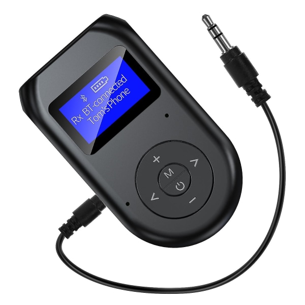 Bluetooth sändarmottagare, 4-i-1 Bluetooth 5.0 synlig trådlös Bluetooth adapter med bildskärm, ljudadapter med låg latens för tv/dator/bil/h