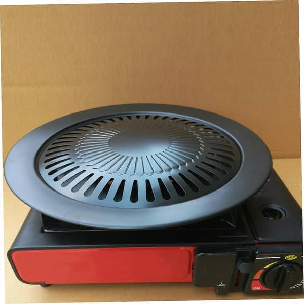 Koreansk BBQ Grillpanne - Non-Stick Rund Grillplate med Rustfrie Tenger